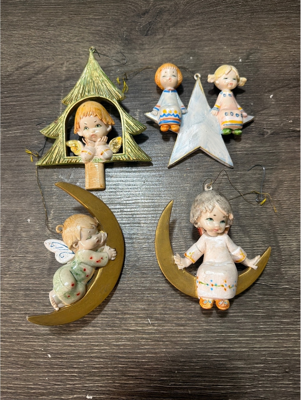Vintage Fontanini Depose Italy Angel Babies Resin Figurine Ornament Set Of 4